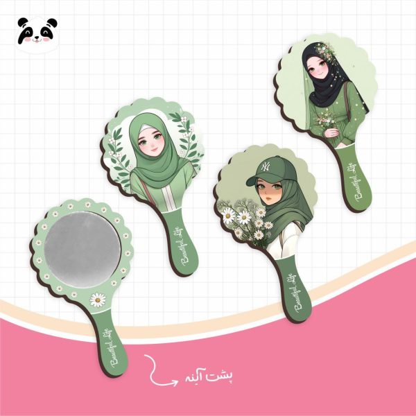 اینه چوبی دسته دار دالبر دختر