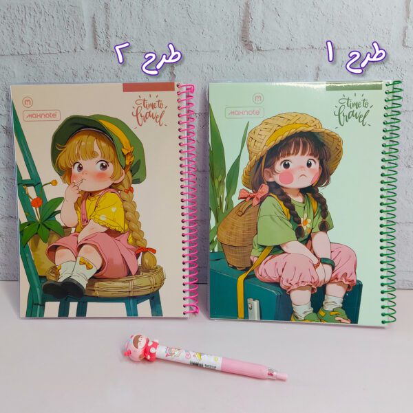 دفتر ۸۰ برگ مجلد فنر رنگی طرح کارتونی