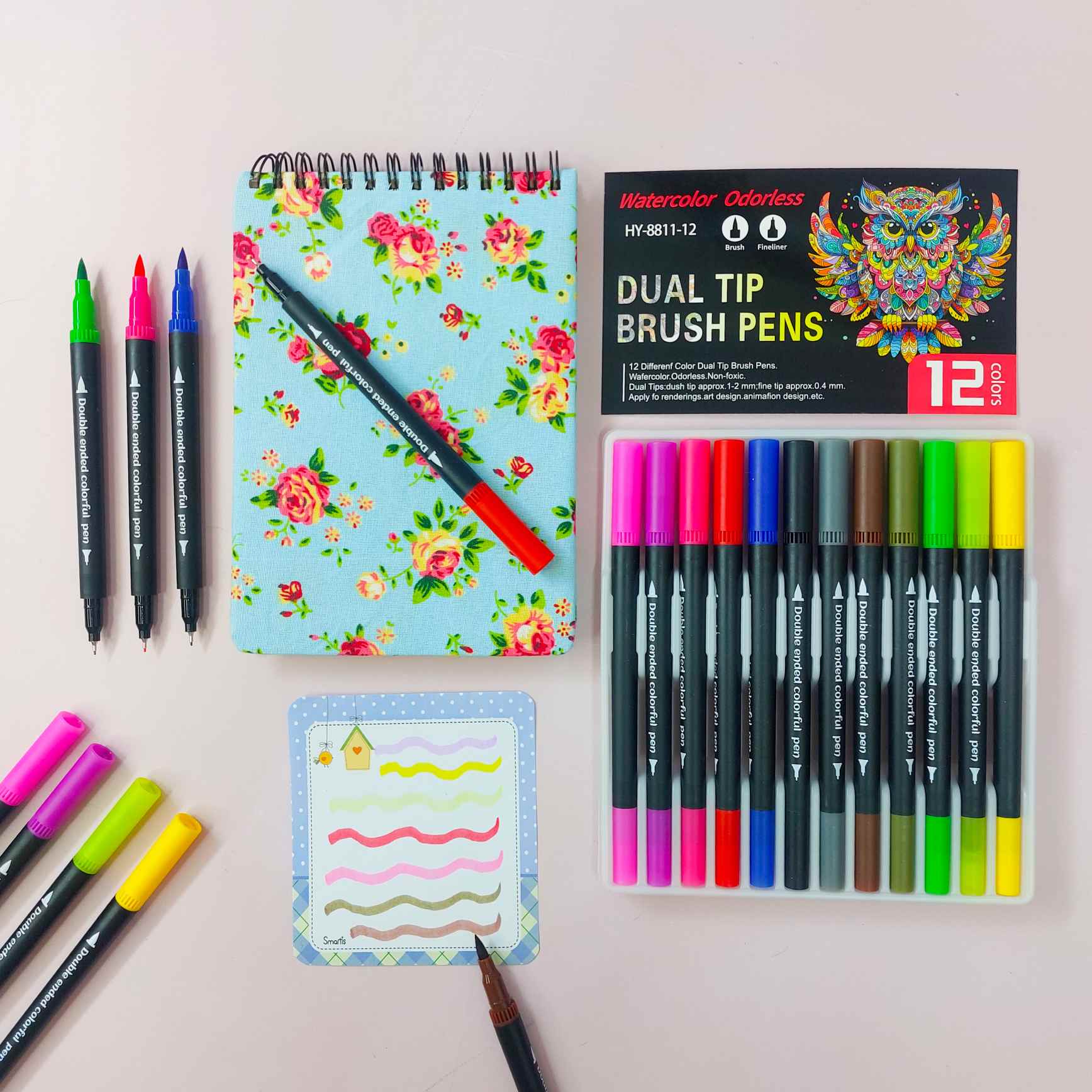 ماژیک و روان نویس حرفه ای دوسر 12 رنگ 1 ماژیک و روان نویس حرفه ای دوسر 12 رنگ